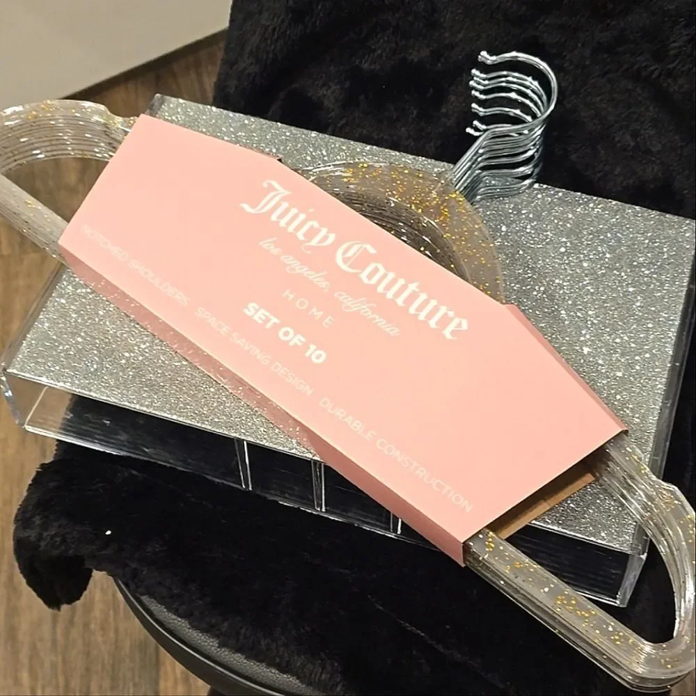 Juicy Couture Home Clear & Gold Speced Notched Shoulders Space Saving H…‎